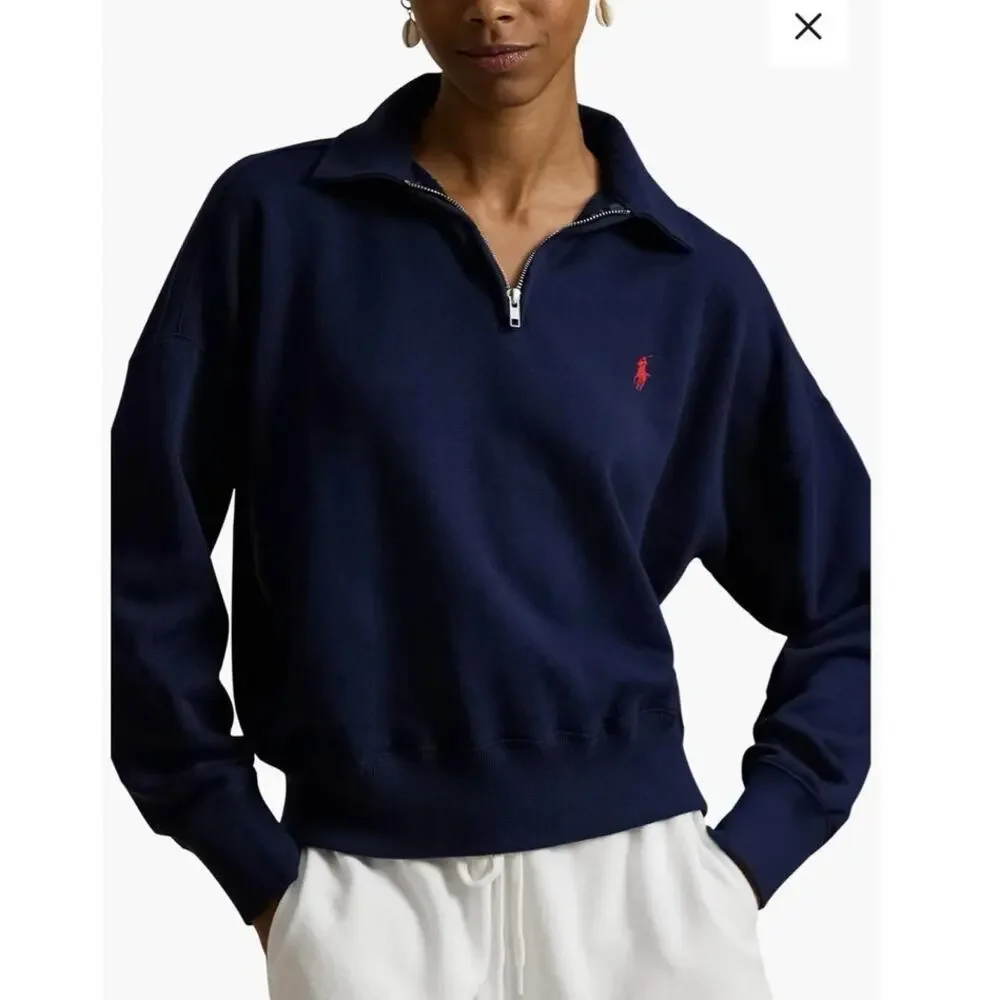 NWOT Polo Ralph Lauren Lightweight Quarter Zip Pullover in Cruise Navy SZ M